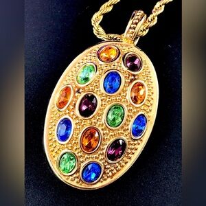 Swarovski Swan Mark Multi Colored Crystal Stone Pendant Necklace